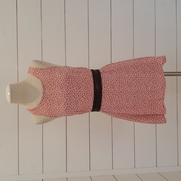 FOREVER 21mini dress/top orange with white and blue flowers small lightweight - Picture 1 of 4